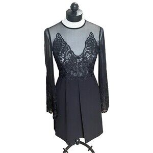 Jill Stuart Illusion Lace Black Dress‎ Size 4